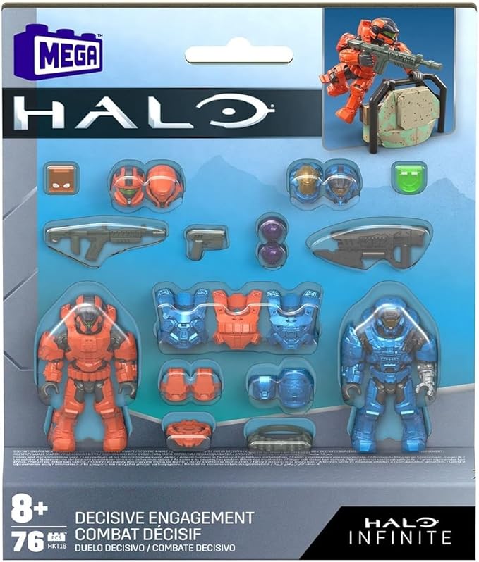 MEGA Halo Infinite Toy Building Sets Spartan Mission Pack Collection with 2 Poseable Micro Action Figures Accessories and Display Stand