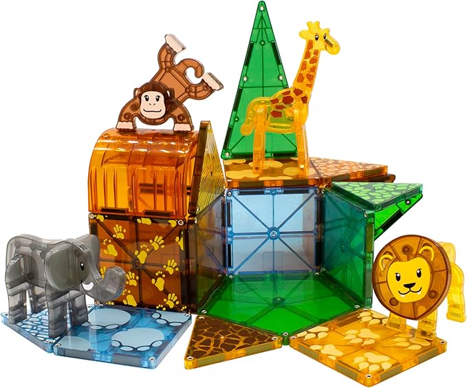 MAGNA-TILES Safari Animals 25-Piece Magnetic Construction Set The ORIGINAL Magnetic Building Brand