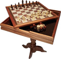 VEVOR 3-in-1 Chess Checkers Backgammon Table Set 18 Inch Premium Wooden Chess Table Deluxe Combo Game Table Furniture Set Chess Set Board Game Gift for Family Board Games