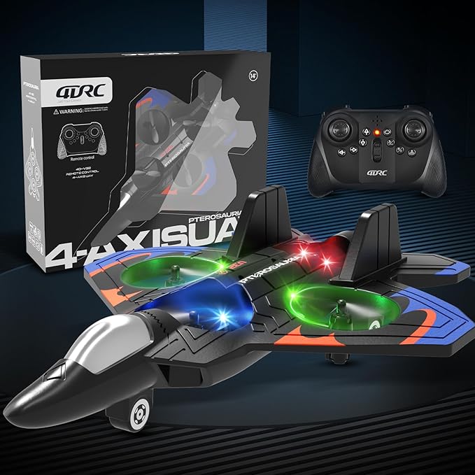 4DRC V32 Foam RC Planes with 3 Batteries Remote Control Airplanes for Kids Adults 8-16 RC Drone Airplane Helicopter Jet with Light 360° Flip Stunt Roll Airplane Toy Gifts for Kids Boys Adults