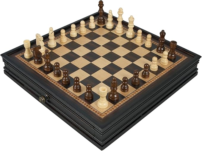 12.5’’ Wooden Chess Set Magnetic Chess Pieces with 2 Built-in Storage Drawers - Chess Broad Game for Beginner Kids Adults - 2 Bonus Extra Queens