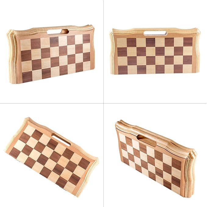 AMEROUS 15.6 inches Magnetic Wooden Chess Set Handheld Style Chess Board Game Sets with Game Pieces Storage Slots - 2 Extra Queens - Gift Package Chess for Beginner Kids and Adults