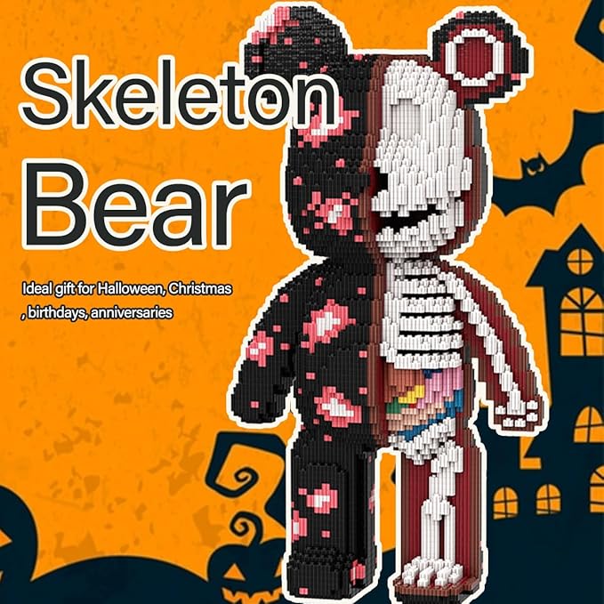 DAHONPA Animal Graffiti Skeleton Bear Micro Building Blocks Set（7220PCS） Gift for Adults and Kids