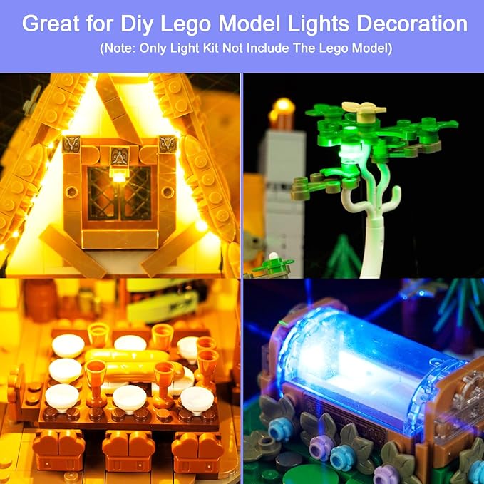 Upgraded Led Light Kit for Lego Snow White and The Seven Dwarfs' Cottage Building Set Compatible with Lego 43242 (Model Not Included)