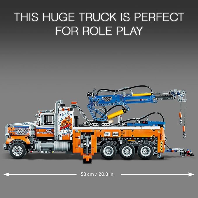 LEGO Technic Heavy-Duty Tow Truck 42128 with Crane Toy Model Building Set Engineering for Kids Series