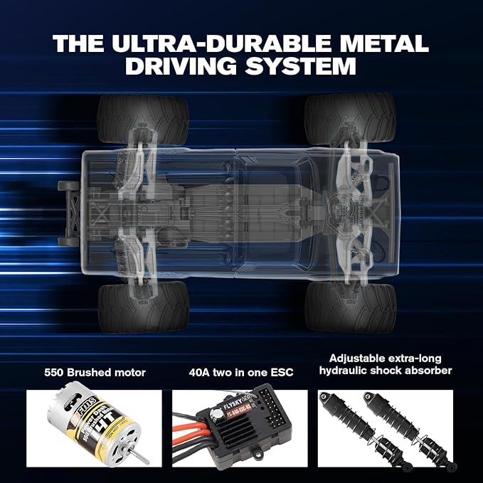 FMS 1/10 RC Truck Ford F100 – 2WD Monster Truck with Licensed Body 550 Brushed Motor Oil Shocks Independent Suspension – All-Terrain RC Crawler High Speed Off-Road RC Car for gift (HIGH ROLLER RS)