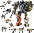 5 in 1 DIY Assembling Warrior Mech Model Building Blocks Set1881 Pieces Bricks Collectible Gun Military Weapon Toy Set Gift for Adults Teens 14+ or Firearm/Mech Fans
