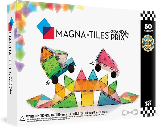 MAGNA-TILES Grand Prix 50-Piece Magnetic Construction Set The ORIGINAL Magnetic Building Brand