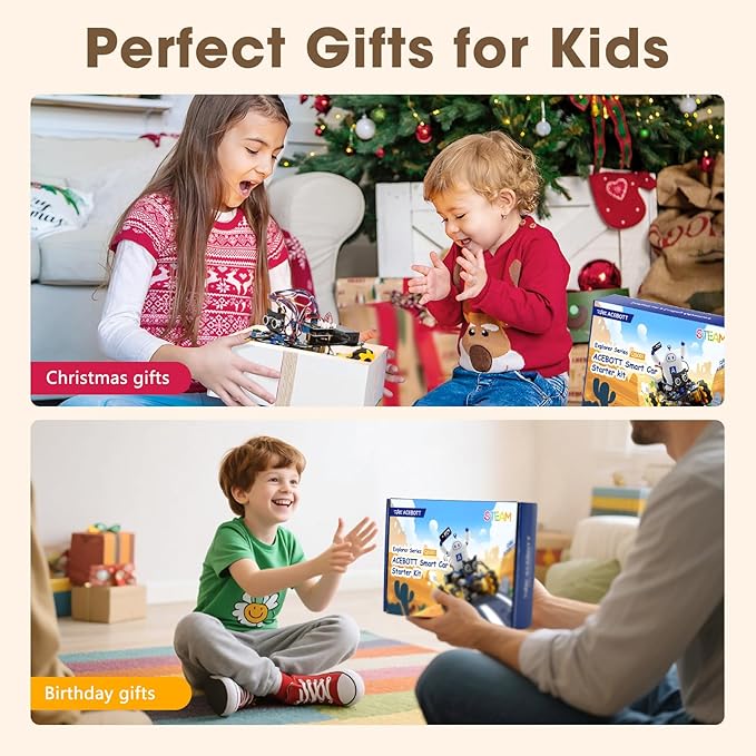 ACEBOTT Robot Kit Robotics for Kids Ages 8-12 12-16 STEM Toys for Boys with Remote &amp App Control Arduino &amp Scratch Compatible Science Kits for Kids Age 8-12 12-16 for Boys &amp Girls(Yel