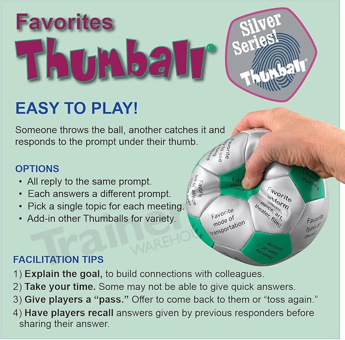 Trainers Warehouse 6 Thumball Collection 32 Prompts for Conversation Team Building Relationship and Training