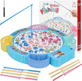 Magnetic Fishing Game Toys Rotating Board Game with Music Including 45 Fishes and 8 Fishing Poles Christmas Party Game Toys for Kids Age 3 4 5 6 7 and Up