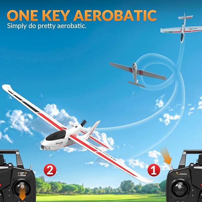 volantexrc RC Glider Plane Ranger600 Stunt 4 CH Remote Control Airplane RTF with 6-Axis Gyro &amp 3 Modes Easy to Fly 2.4GHz Radio Controlled Aircraft for Beginners &amp Adults (White)