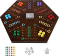 HOROW 20 inch Wahoo Marble Board Game for 4-6 Players - 2 Sided Painted Wooden Board - Thicken Dice Marbles Game - Perfect for Family &amp Party Game Nights （Fire Color）