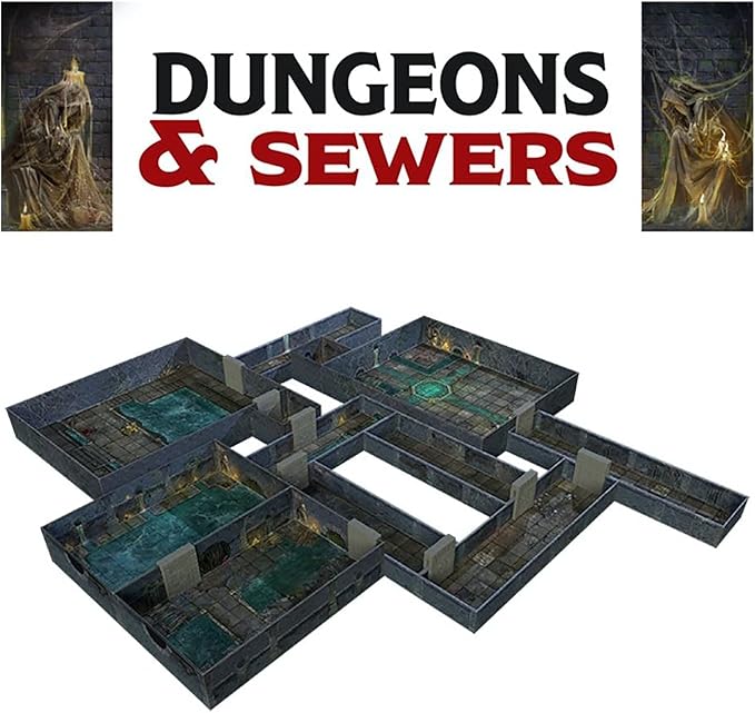 Gale Force Nine Tenfold Dungeon: Dungeons &amp Sewers - Modular Roleplaying Terrain Set &amp 5e RPG Adventure (GF9TFD02)