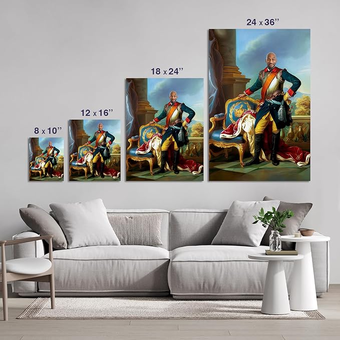Turn Me Royal Custom Portrait from Your Photo Personalized Canvas Wall Art as Unique Birthday Gift for Men Turn him into Royalty (The Fair King 18 x 24)