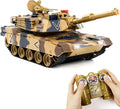 1/24 RC Tank Remote Control US M1A2 Abrams Army Model Tank with Sound Effects Lights and Smoke 2.4G Military Model Toy for Kids Perfect Birthday for Boys 6+ Years Old