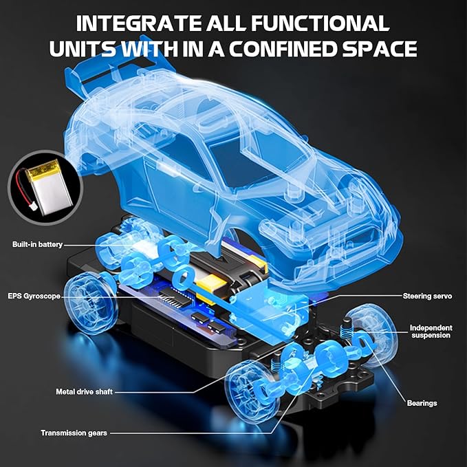 1/43 Scale RC Drift Car Mini GTR35 RC Model Car 2.4GHz 4WD RC Alloy Vehicles with Gyro &amp LED Lights for Adults Hobby Toys (Red)