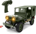 Remote Control Truck Off Road - 4x4 1/10 Scale Willys Army Rock Crawler RC Truck with Winch&ampCar Cover 40Mins Play Time All Terrain Offroad RC Car Military Vehicle Toys for Boys Radio Controlled