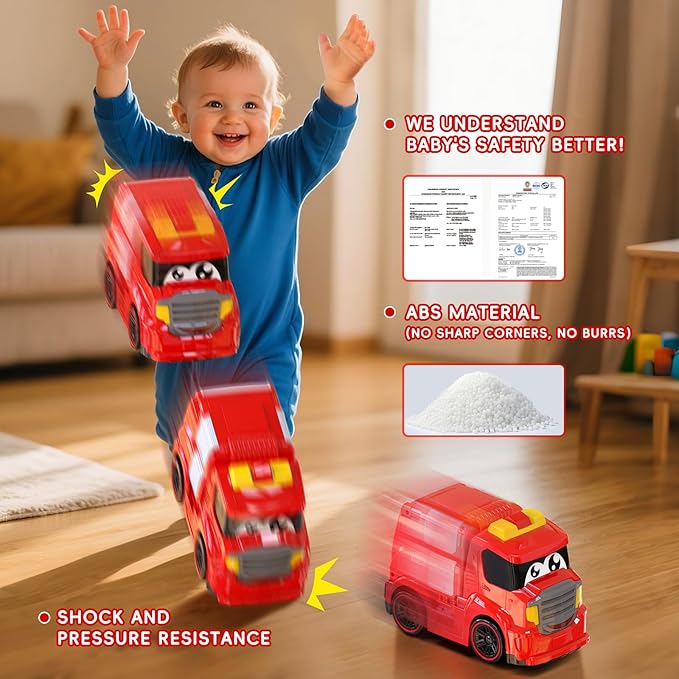 Remote Control Car for Toddlers 1-3 Fire Truck Toy for Ages 2-4 Lights &amp Sounds Emergency Cars Preschoolers Fire Engine for Boys &amp Girls