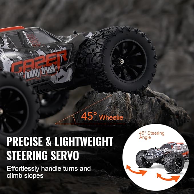 VEVOR Remote Control Car 1:14 Scale RC for Kids All Terrain 4WD Off-Road Monster Truck with 45 Wheelie &amp 2 Batteries 38 km/h High Speed Hobby Racing - Ideal Gift for 8+ Years Kids