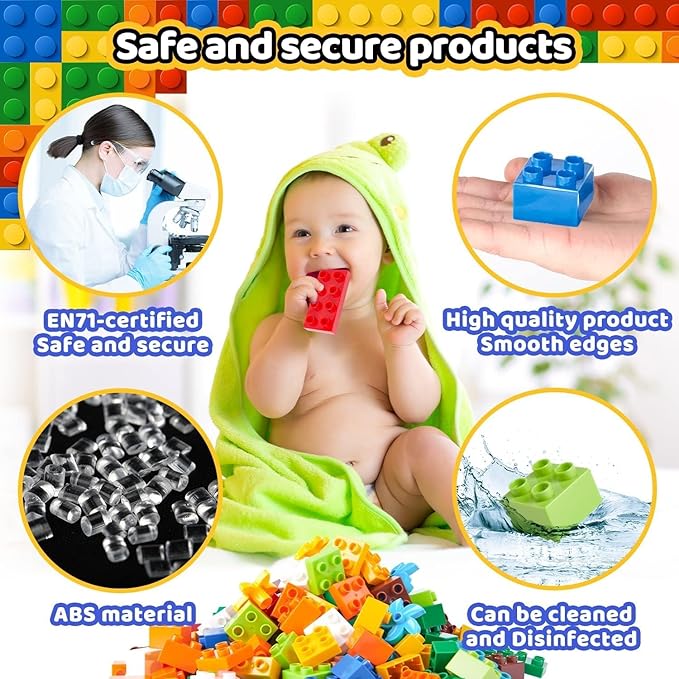 240 Piece Large Building Blocks for Toddlers 3 and up Classic Building Bricks Set for Kids of All Ages Compatible with Duplos and Most Brands