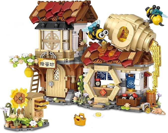 Honey Workshop Mini Building Blocks MOC Creative Building Toys Model Set for 7-9 Years Old Girls Boys 1242 PCS Simulation Architecture Construction Toy Gift Idea for Kids Adults
