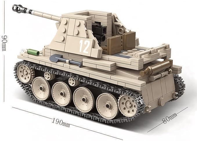 General Jim's WW2 German Marder III Tank Destroyer Building Set – 608 Piece Military Brick Model Kit – Compatible with Major Brands Building Levels and Military Enthusiasts