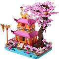 Cherry Blossom Tree House Micro Building Blocks Set Enjoy Flower Pavilion 1810pcs Exquisite Architecture Model Kit for Women (Adults Age of 14+)