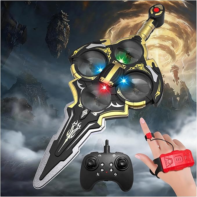 Upgraded Flying Sword RC Airplane Gesture Control Airplane for Kids Adult 8-16 Remote Control Drone Sword with Light 360° Flip Toy Gravity Sensing Stunt Roll Gift for Christmas New Year