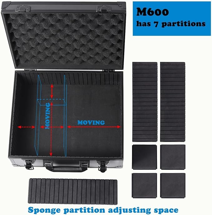 Toploaders Storage Box for 3 x 4 35pt Rigid Cards Trading &amp Sports Cards Graded &amp Rating Cards with 7 DIY Sponge Partitions (Holds 600+ Toploaders M600-Black)