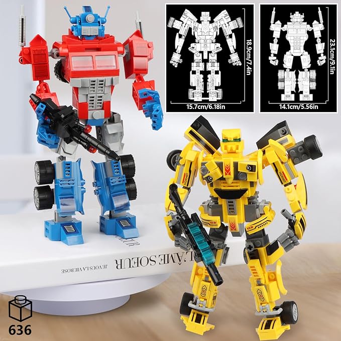 HIGH GODO Transforming Building Set Collectible 2in1 Transformation Robot and Truck Building Block Set Cool Robots Toys Gifts for Teens Adults 14+ (636 Pieces)