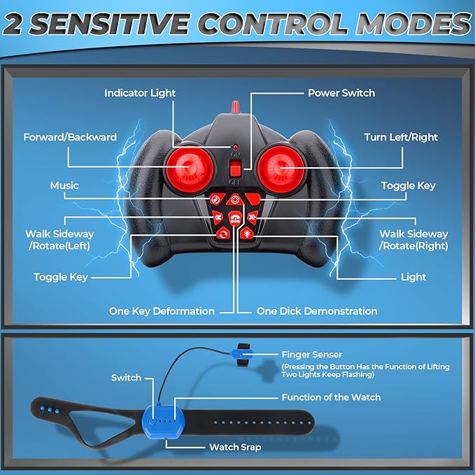 Gesture Sensing RC Stunt Car - Boys Toys Age 6-12 360° Rotating 4WD Hand Controlled Remote Control Twist Car with Light &amp Music Cool Birthday Presents and Ideas Gifts for Kids Age 7 9 10 11 12 y