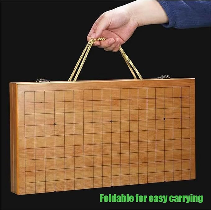 19x19 Go Game SetWooden Foldable Go Game Board Set Traditional Weiqi Tabletop Strategy and Skill Game Puzzle Games for Adults Travel Folding Gift Box Board
