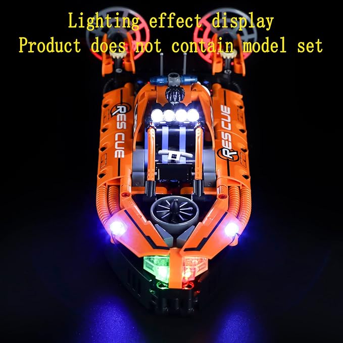 LED Light Kit Compatible with Lego Rescue Hovercraft - Lighting Set for Technic 42120 Building Model (Model Set Not Included)