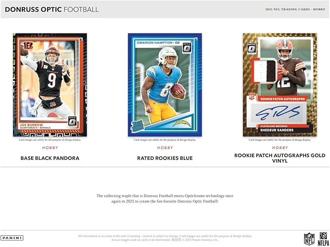 2025 Panini Donruss Optic Football Hobby Trading Card Box (1 Autograph Per Box)