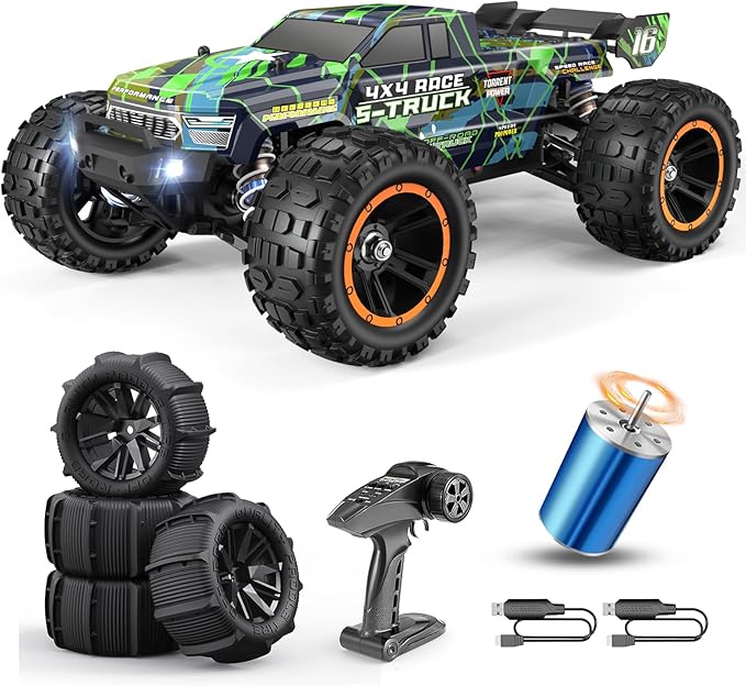 HAIBOXING 16890SA 1/16 Scale 4WD Brushless RC Truck Max 40 MPH Fast RC Cars All Terrains RC Car with Independent ESC 4X4 Off-Road Semi-Truck for Boys and Adults 3S Battery Applicable (not Included)