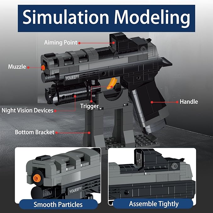 1:1 P320 Pistol Building Blocks Set 400+ Pieces Building Blocks Model Gun Toy for Adults &amp Kids 14+ Unique Collectible Gift for Christmas Birthday Military Fans (P320)