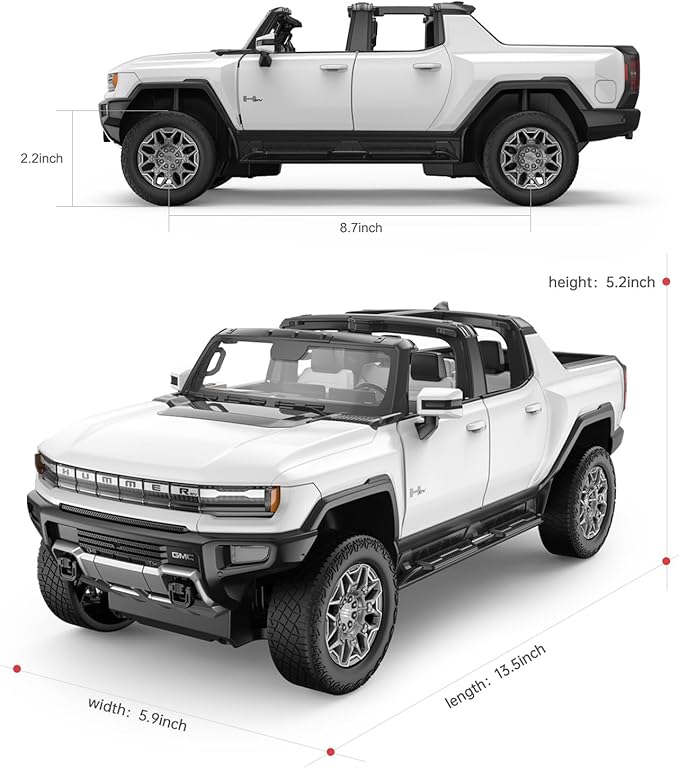 RASTAR Remote Control Car 1/16 Scale GMC Hummer EV Pickup RC Car Electric Off-Road Monster RC Hummer Truck for Kids Boys White 2.4G