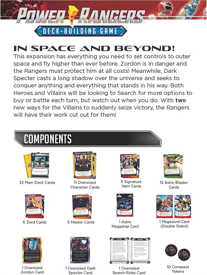 Renegade Game Studios Power Rangers Deck-Building Game Flying Higher Expansion Strategy Card Game with Andros &amp Space Rangers Ages 14+ 1-4 Players