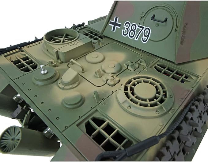 Heng Long Panther G RC Tank 1/16 7.0 Customized RTR 3879 with Smoking Metal Tracks Wheels Barrel Recoil 360 Rotating Turret Infrared Combat BB Shooting Airsoft