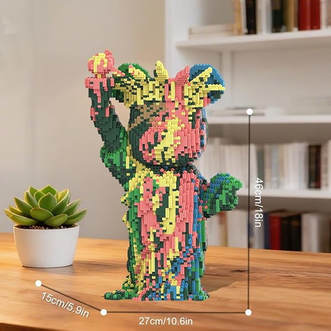 DAHONPA Colorful Statue of Liberty Bear Micro Building Blocks (6150 Pieces) Gift for Adults and Kids