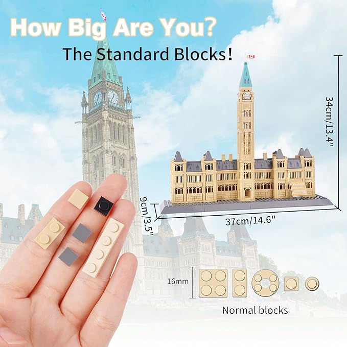 Oichy Parliament Hill Model Building Kits World Famous Architectural Building Blocks Set Ottawa Parliament Toy Set for Adults and Kids(608 PCS)