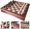 4 Less CO 19 Large Deluxe Chess Board Game Set Box Inlaid Walnut Wood Pieces 1208M