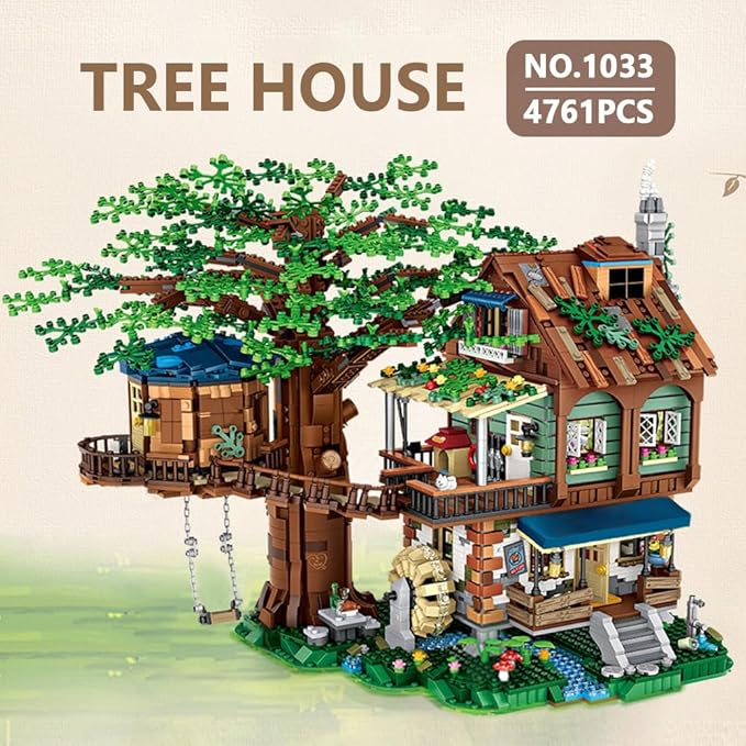 Mini Blocks Tree House Building Kit 4761PCS Idea Forest House Building Blocks Set DIY Mini Bricks Street View House Construction Model for Adult
