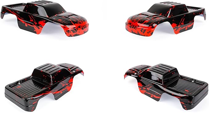 SummitLink Custom Body Compatible for 1/10 Scale RC Car or Truck (Truck not Included) (Muddy Red Over Black)