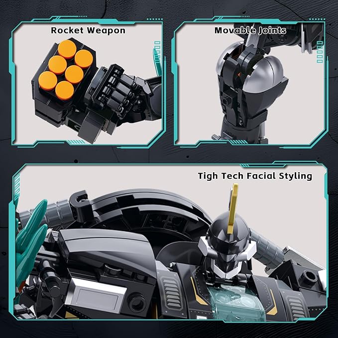 Mech Robot Transforming Building Blocks Set for Adults Black City Protector Mecha Model Action Figures Cool Creative Robots STEM Toys Gift for Teens Boys 545 Pieces