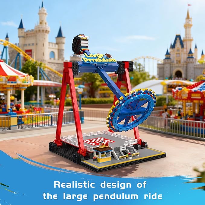 Mould King Motorized Pendulum Ride Building Blocks Set for Adults Mechanical Swing Ride Model with Electric Drive Amusement Park Display Construction Collectible Kit for Desk &amp Shelf Decor(2192+