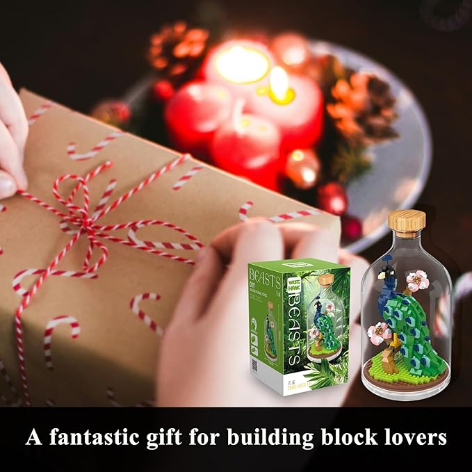 Creative Peacock Toy Building SetAdult Mini Animal Friend SetParty Favors Gift for FriendAnimal Lover Office Home Decor Birds Building Block KitNew Year Easter Birthday Gift for Family