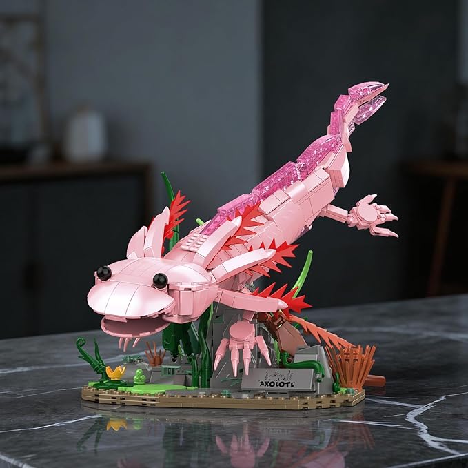 Axolotl Building Set Axolotl Toy Animal Building Blocks with Plants Animals Display Model Kit Gifts for Adults Teens Age 14+ (998 PCS)