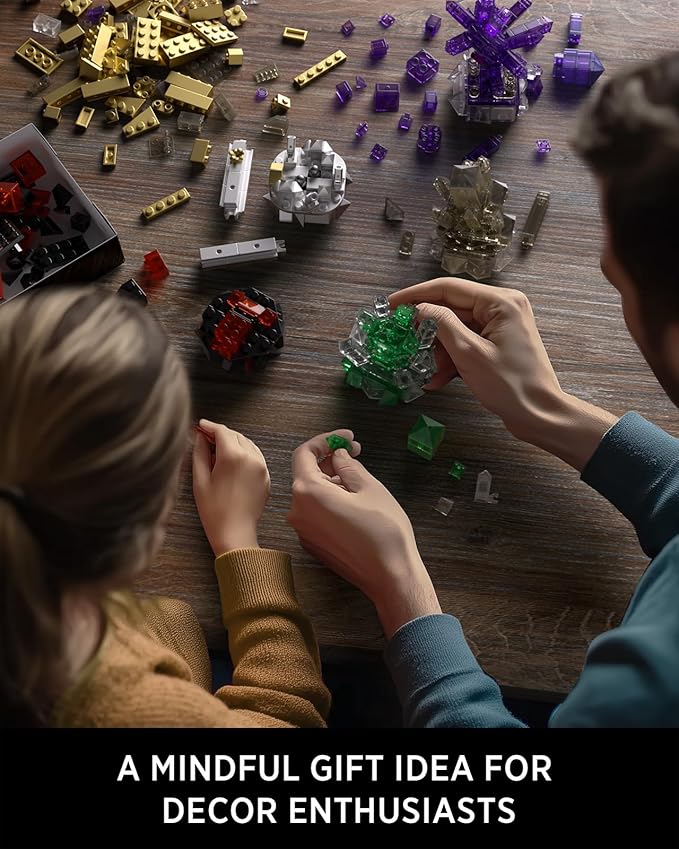Nifeliz Geology Rock Collection Building Set for Adults 6 Different Kinds of Gemstone Model Toys Creative Desk Decoration &amp Fun Gift for Mineral Lovers (616PCS NF10306)